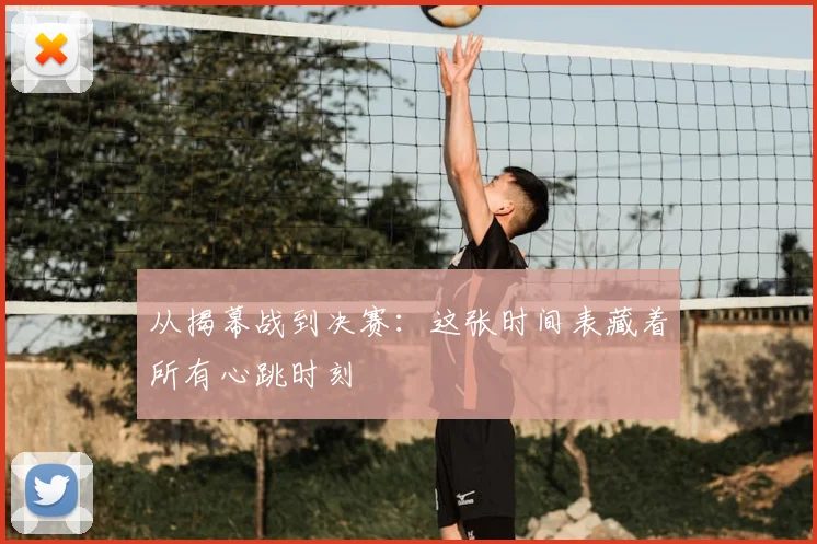 从揭幕战到决赛：这张时间表藏着所有心跳时刻